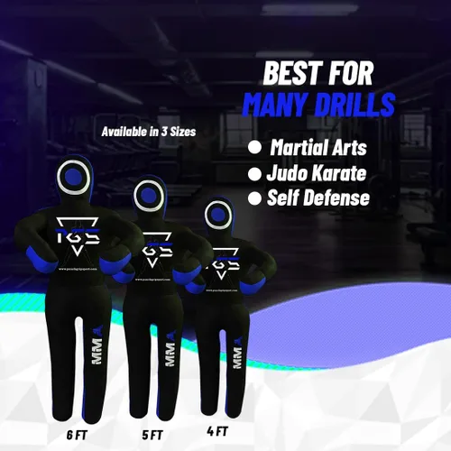 Vista 6 de MMA Grappling Dummy Brasileño JIU Jitsu BJJ Saco de boxeo para defensa personal lucha libre Judo Karate Boxeo Lanzamiento Sumisión Posición de pie