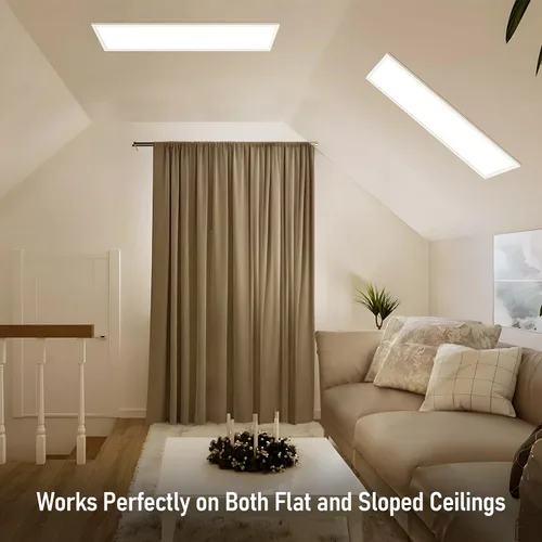 Vista 6 de LEONLITE 3CCT - Luz LED de panel plano de 120 V, 1 x 4 pies, luz de techo de montaje en superficie, 46 W/40 W/30 W, 4600 lm, luz de techo integrada