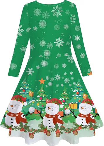 Vista 2 de Funnycokid Mermaid Girls Dress Kids Winter Long Sleeve Dresses Birthday Swing Outfit 4-13 Years