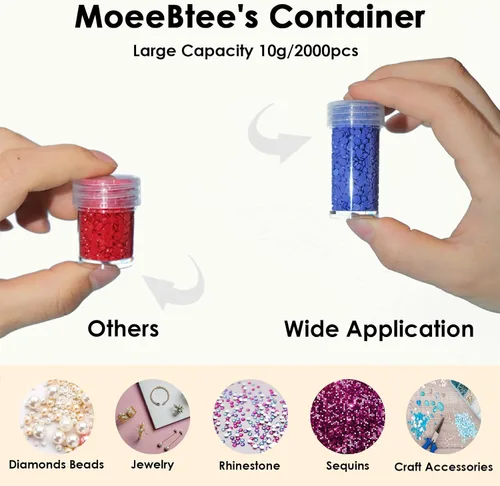 Vista 5 de MoeeBtee Contenedores de almacenamiento de pintura de diamantes, 30 ranuras, accesorios de pintura de diamantes con herramientas para organizador