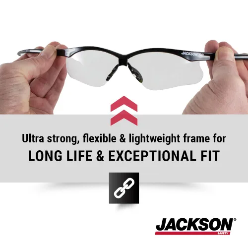Vista 3 de Jackson Safety SG - Lentes de seguridad para hombres y mujeres, lentes antiarañazos con marco negro, ANSI Z87.1, paquete de 3 (varios estilos)