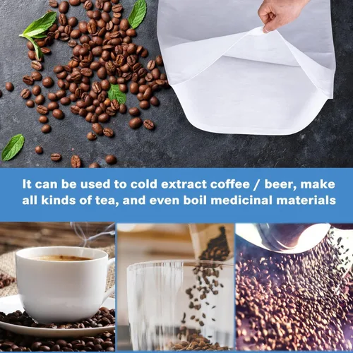 Vista 4 de Paquete de 100 filtros de café frío de 20 x 20 pulgadas, bolsas comerciales de café frío para preparar hasta 5 libras, bolsa de filtro, filtro