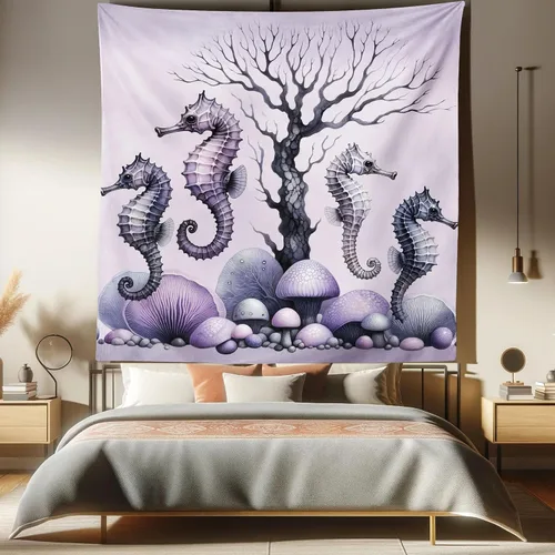 Vista 174 de Ambesonne Tapiz verde, fases lunares alrededor de un árbol de la vida, impresión de diseño bohemio de astrología nocturna, decoración de tela