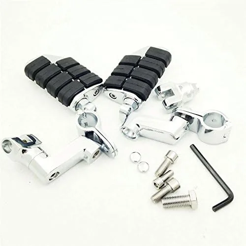 Vista 5 de Abrazaderas cromadas para carretera de 1.5 pulgadas, clavijas de pie grandes compatibles con V-STAR Roadstar VULCAN [B0125VPVXM]