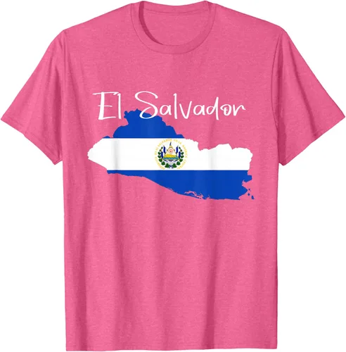 Vista 40 de Camiseta con la bandera de El Salvador, mapa de El Salvador, camiseta de Salvador para mujer