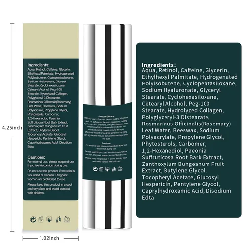 Vista 7 de Crema de ojos con retinol y cafeína para ojeras, hinchazón y arrugas, fórmula antienvejecimiento probada por dermatólogos, hidratación ligera