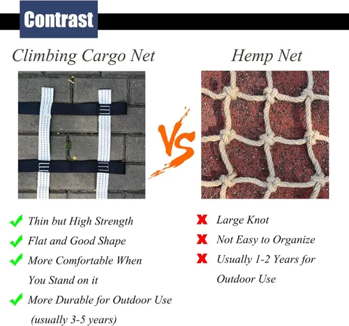 Vista 5 de Red de escalada ninja, red de escalada para patio de recreo, obstáculo de carga para niños, seguridad para niños, escalera de cuerda para patio