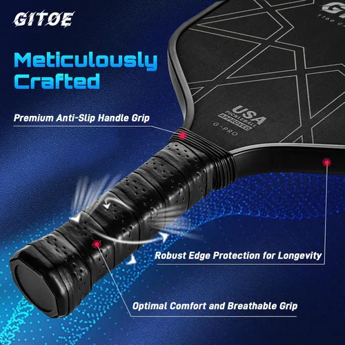 Vista 5 de G-Pro - Paleta de pickleball T700 de fibra de carbono cruda de 0.630 in con alto giro, control y potencia, aprobada por USAPA 2025 para jugadores