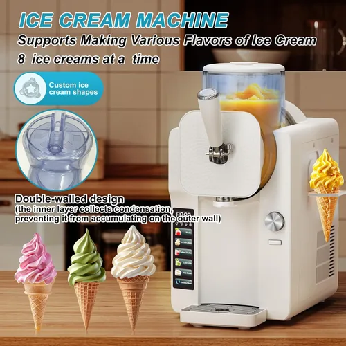 Vista 6 de Máquina para hacer helados, máquina de helado suave y máquina de granizado para el hogar, hace helado, yogur congelado, gelato, batidos