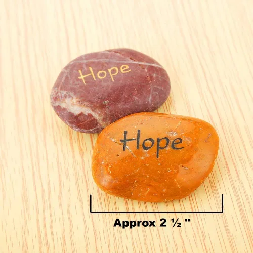 Vista 3 de RockImpact 12 piedras de esperanza grabadas inspiradoras positivas, piedras de palma para recuperación de chakras, reiki, gratitud, regalo