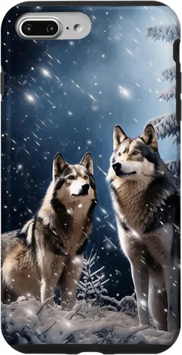 Vista 12 de Wolves Christmas Wolf Snowy Winter Forest Snowflakes Case para iPhone 16