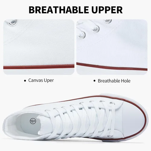 Vista 3 de SERNIAL Zapatos deportivos de plataforma blanca para mujer, zapatos de lona de moda para mujer