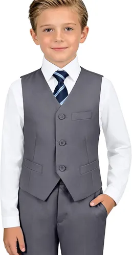 Vista 18 de Traje formal para niños pequeños, esmoquin para boda Negro 4 piezas