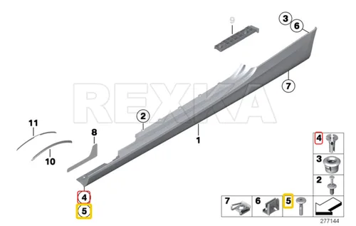 Vista 4 de Rexka Juego de 20 pasadores y ojales para panel basculante para BMW E90 E91 E92 E93 E88 E81 E82 E87 E06 F12 F1 X1 X6 07147122913 07147122912