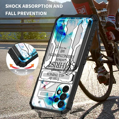 Vista 4 de Funda tipo cartera para Samsung A23 con soporte para tarjetas, función atril, híbrida, de doble capa, a prueba de golpes, funda protectora para Phil