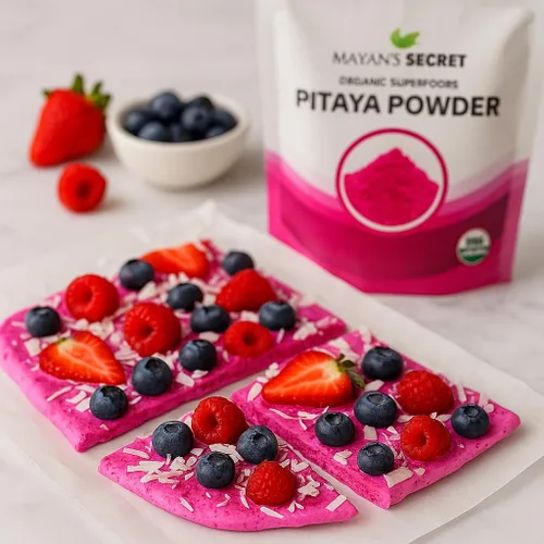 Vista 3 de Mayan's Secret 3.5oz Pitaya Rosa Polvo Orgánico Dragonfruit Vitamina C