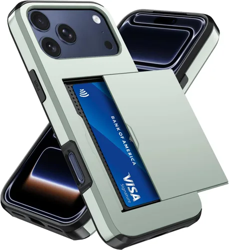 Vista 99 de Qinmay Funda compatible con iPhone 7 Plus/8 Plus con tarjetero, doble capa a prueba de golpes, funda protectora resistente con ranura oculta Negro