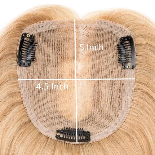 Vista 3 de originea Toppers de cabello humano 100% Remy con flequillo para mujer, base de seda, con clip, extensiones para adelgazar el cabello/cubierta