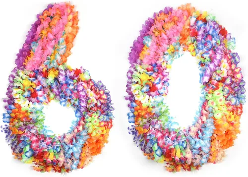 Vista 7 de Heardind 60 piezas de Leis hawaianos coloridos tropicales Leis surtido para Leis Luau fiesta, recuerdos de playa o adornos para cualquier ocasión