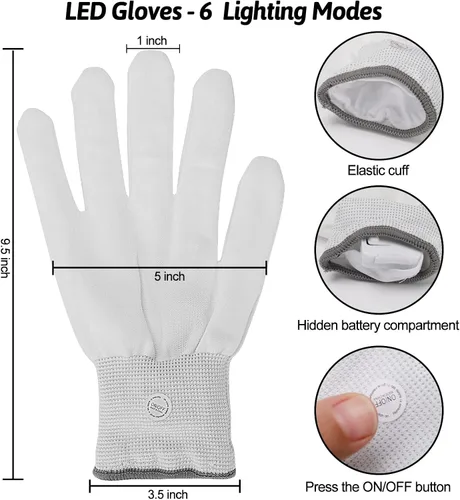 Vista 6 de Máscara de purga LED de Halloween y guantes iluminados paquete de 2 disfraces de Halloween para niños y niñas guantes LED aterradores para niños