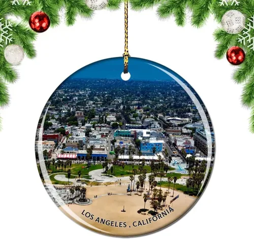 Vista 25 de California Los Ángeles Battleship Museum USA Christmas Tree Adorno Decoración Colgante Colgante Decoración City Travel Souvenir Collection Porcelana