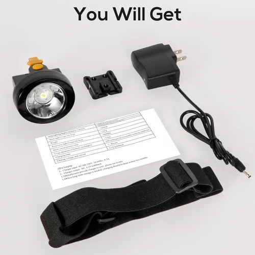 Vista 8 de Linterna recargable LED para casco de minero, impermeable, a prueba de explosiones, faro frontal para trabajo al aire libre, túnel, mina de carbón