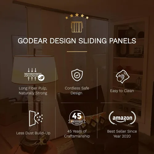 Vista 6 de GoDear Design panel ajustable de cortina deslizante para divisores de habitación colgantes 45.8"- 86" de ancho x 96" de alto, persianas verticales