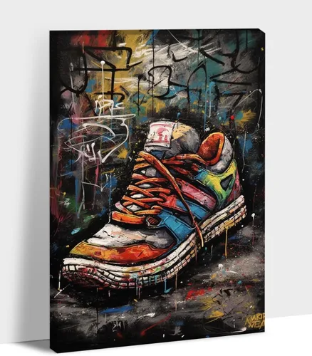Vista 40 de ANRUOXI Arte de Pared de Graffiti, Impresión de Lienzo de Astronauta Espacial de Graffiti para Decoración de Pared, Impresiones de Arte Modernas