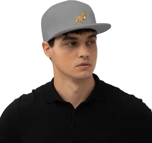 Vista 8 de American Bully Flat Brim Baseball Cap Men's and Women's Adjustable Hat Black