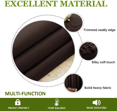 Vista 5 de EcoDrapes Panel de cortina y cortinas opacas plisadas de doble pellizco (2 paneles de tamaño combinado, chocolate oscuro, 42 x 108 pulgadas)