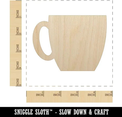 Vista 2 de Taza de café con forma de madera maciza sin terminar, recortada para proyectos de manualidades, 1/4 de pulgada de grosor, tamaño de 4.70 pulgadas