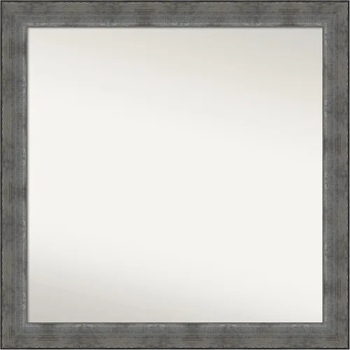 Vista 73 de Amanti Art Espejo de baño plateado para sobre el fregadero, 24 x 24 pulgadas, espejo cuadrado de peltre forjado a medida, marco de madera casual