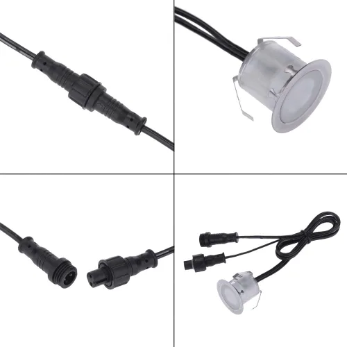 Vista 6 de Lixada Kit de luces LED empotrables para terraza, luz de paisaje al aire libre, IP67, impermeable, bajo voltaje, para patio al aire libre blanco
