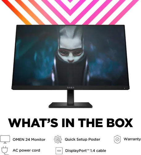 Vista 7 de HP OMEN - Monitor para juegos FHD de 23.8 pulgadas, 165 Hz, pantalla FHD (1920 x 1080), panel IPS, 99% sRGB, 90% DCI-P3, 16:9, tecnología AMD