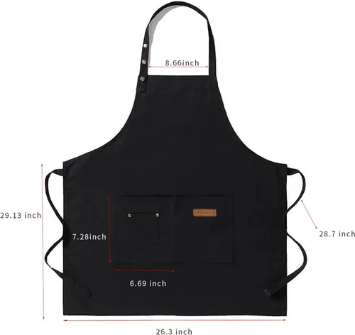 Vista 6 de Paquete de 2 delantales de cocina ajustables para mujeres y hombres con bolsillos, delantal de trabajo, parrilla, restaurante