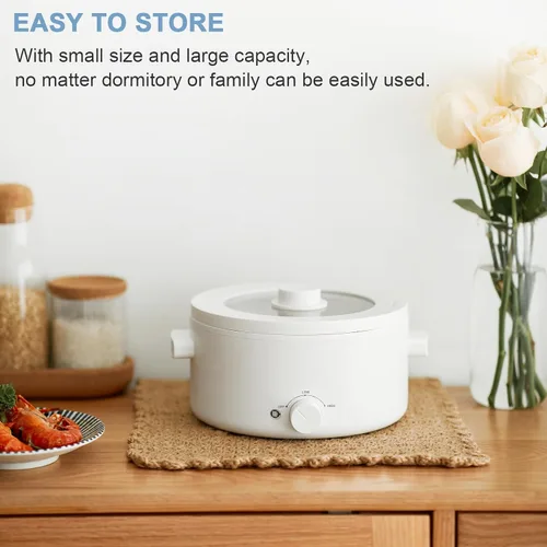 Vista 7 de Olayks - Olla eléctrica antiadherente de esmalte de cerámica de 2 L Dual Power Multi-functional Electric Cooker, Suitable for Steak, Pasta, Hot