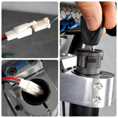Vista 5 de Wingsmoto de llave de contacto eléctrica de dos cables con cerrojo para motocicletas, con 2 posiciones