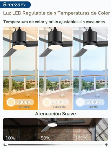 Vista 3 de Ventilador de techo negro de 42 pulgadas para interiores