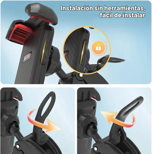 Vista 2 de Windone Soporte de teléfono para bicicleta, soporte de teléfono para motocicleta, soporte de teléfono para manillar para bicicleta, accesorios