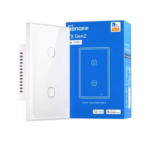 Vista 9 de SONOFF TX Gen2 - Interruptor inteligente táctil de pared, 1 canal, panel tipo 120, 2.4GHz Wi-Fi, control de aplicación eWeLink, compatible