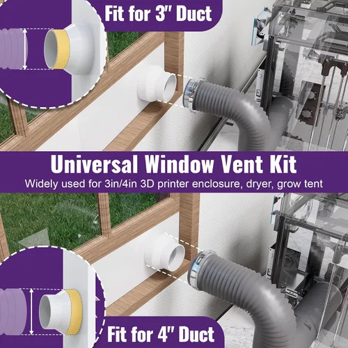 Vista 5 de Mxclimate Kit de ventilación de ventana compatible con manguera de conductos de 3 pulgadas/4 pulgadas para ventanas correderas, kit de sellado