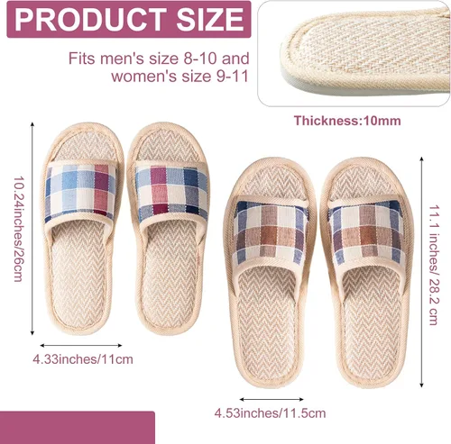 Vista 3 de Tessco for you 10 Pairs Washable House Slippers for Guests Open Toe Breathable Slippers Reusable Home Bedroom Hotel Family Travel Unisex Non Slip