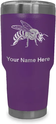 Vista 37 de LaserGram Vaso aislado al vacío de 20 onzas, abeja miel, grabado personalizado incluido (negro)