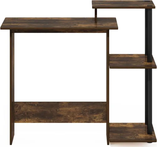 Vista 6 de Furinno EFFICIENT - Escritorio para juegos de 28.6 pulgadas de ancho con 3 estantes laterales abiertos, escritorio para computadora portátil