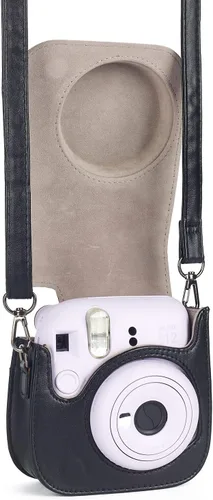 Vista 3 de Phetium Instant Mini 12 - Funda protectora para cámara compatible con Instax Mini 12 11, bolsa de piel sintética con bolsillo y correa de hombro