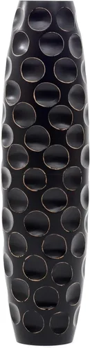 Vista 6 de Leewadee Jarrón grande negro para decoración del hogar, de madera, de 26 pulgadas de alto, decoración de granja, soporte para flores para plantas