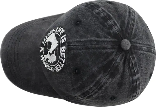 Vista 5 de Vxchkerm La vida es mejor con un sombrero de caballo para mujeres y niñas, gorra de béisbol bordada ajustable de algodón para amantes de los caballos