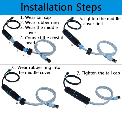 Vista 7 de 5PCS blindado RJ45 M23 IP68 CAT6 conector impermeable