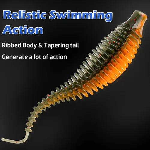 Vista 4 de Soft Plastic Worm Fishing Lures Kit, Finesse TRD Stick Worms and Ned Rig Baits with Jig Heads for Bass Fishing, Freshwater Bass Soft Baits