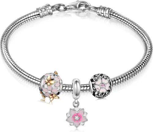 Vista 6 de Angemiel Brazalete de cadena europea tipo serpiente de plata esterlina 925 para dijes